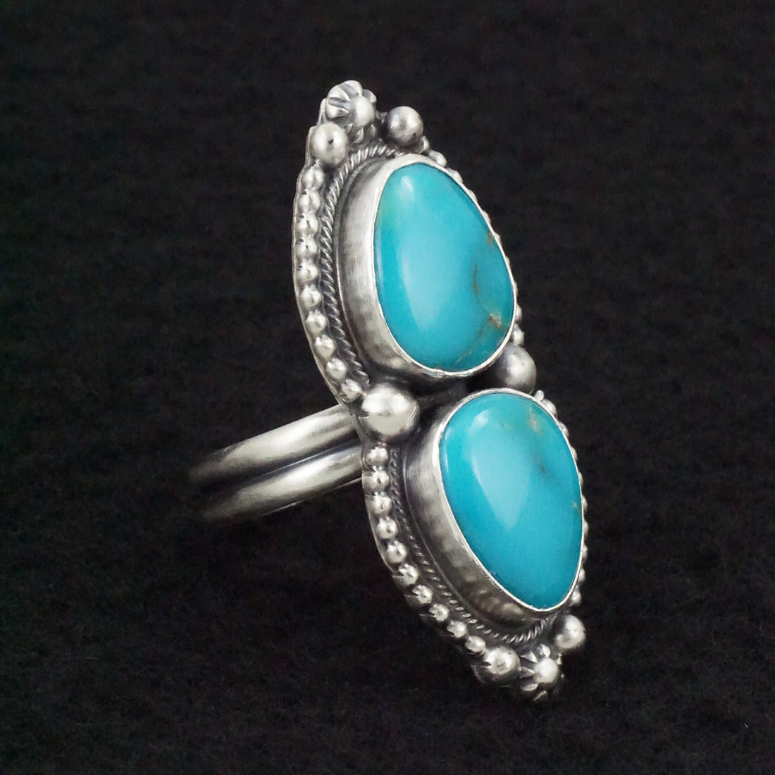 Kathleen Livingston Turquoise & Sterling Silver Ring Size Adjustable