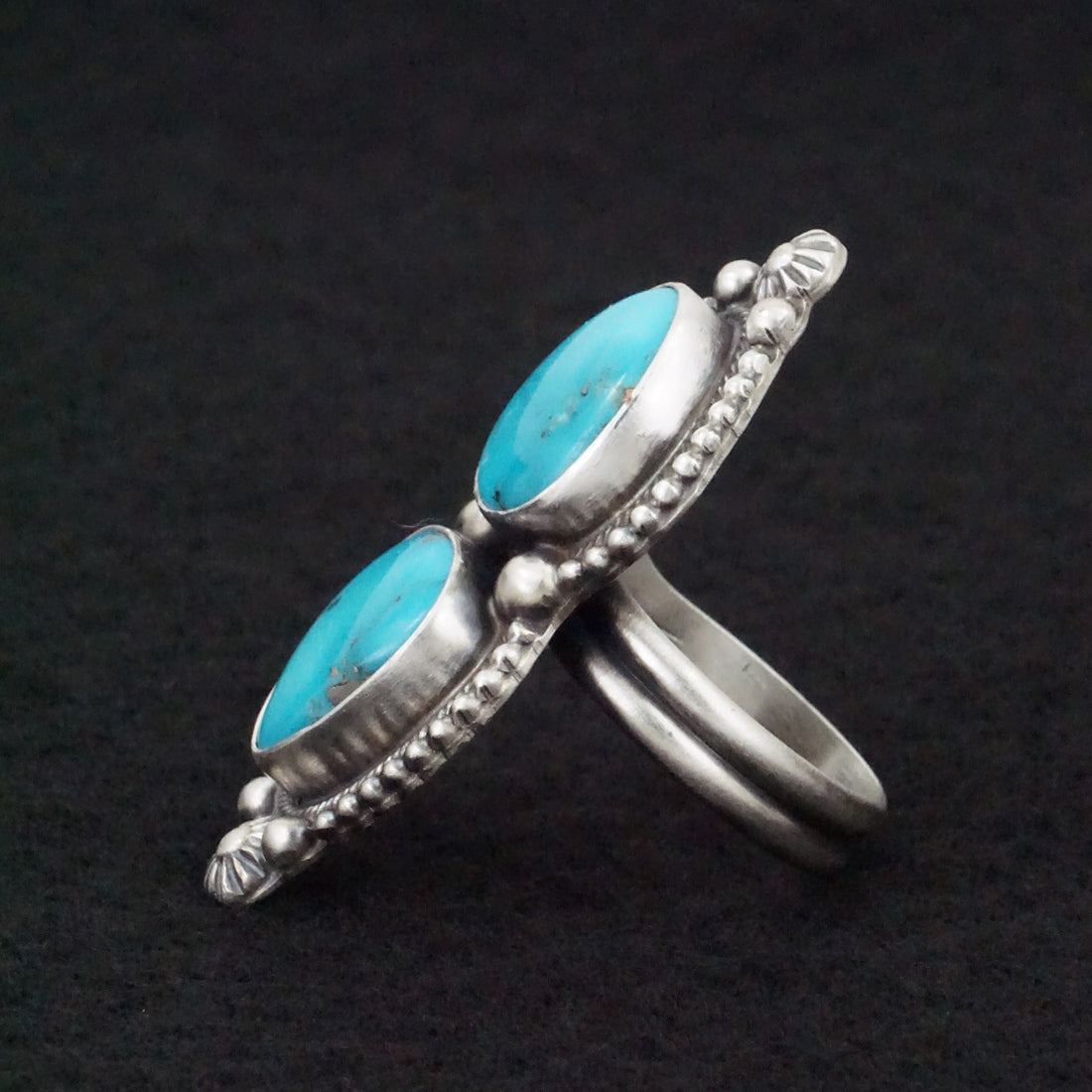 Kathleen Livingston Turquoise & Sterling Silver Ring Size Adjustable