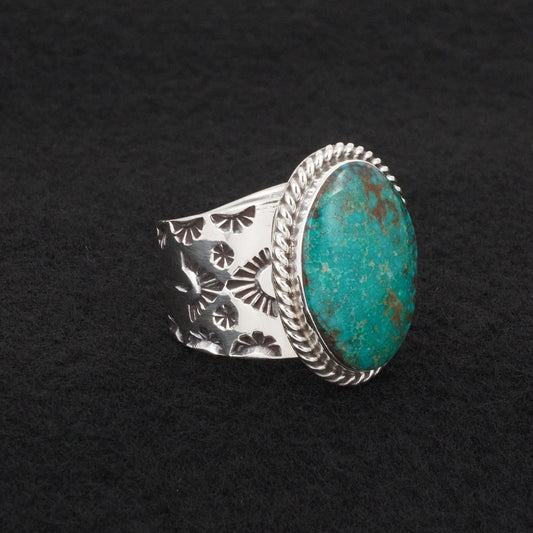 Anthony Brown Turquoise & Sterling Silver Ring Size 13