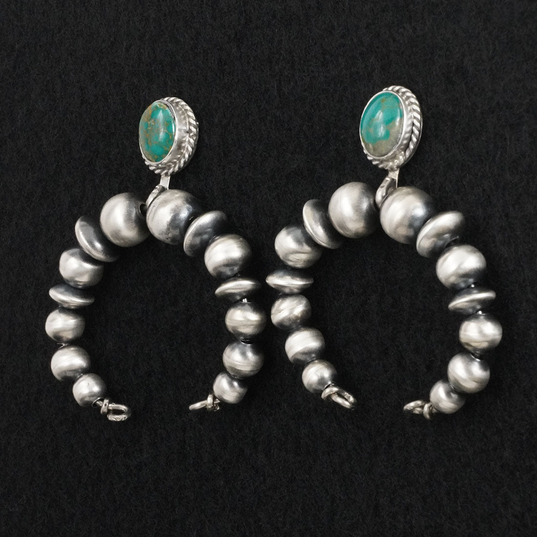 Rena Begay Turquoise & Sterling Silver Navajo Pearl Earrings