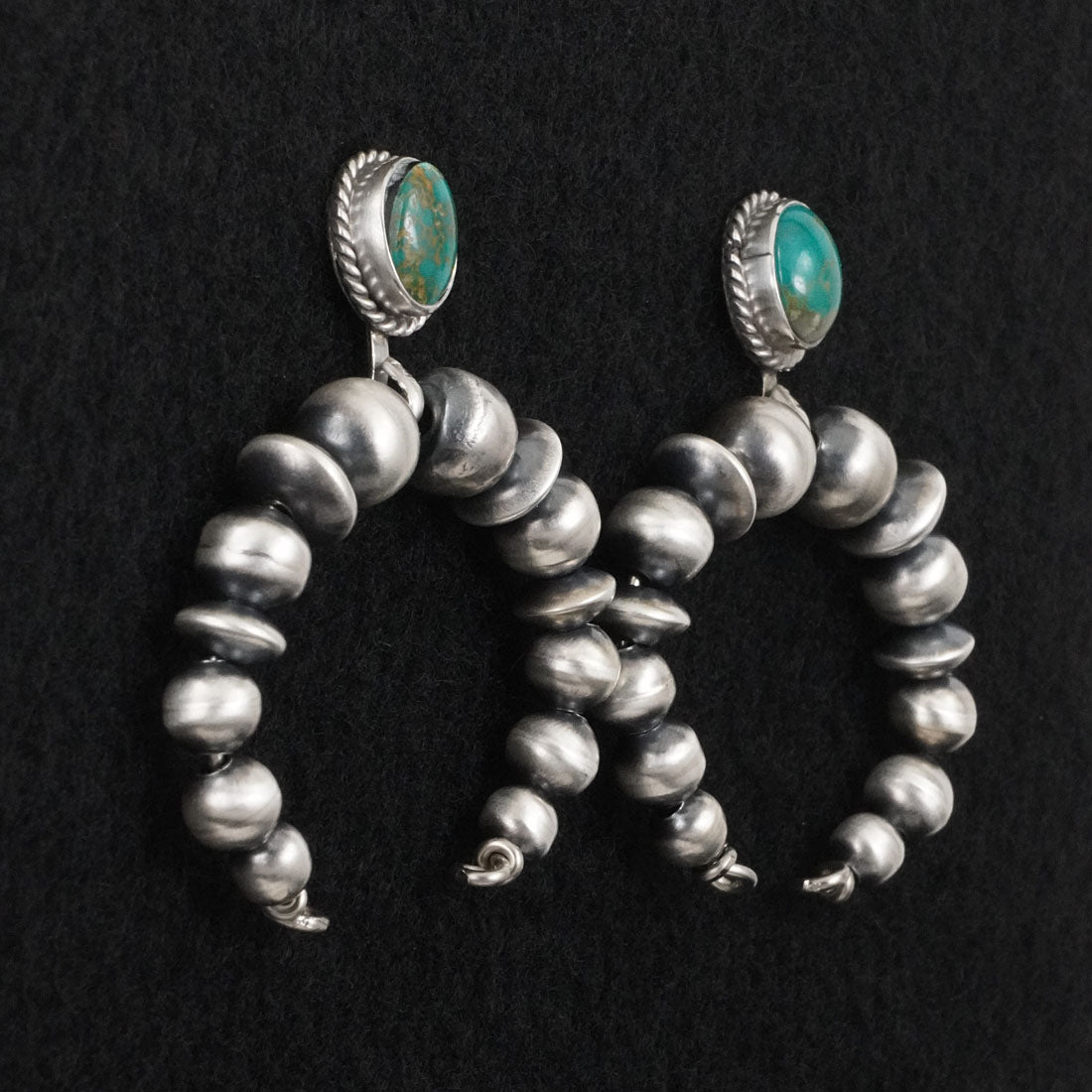 Rena Begay Turquoise & Sterling Silver Navajo Pearl Earrings