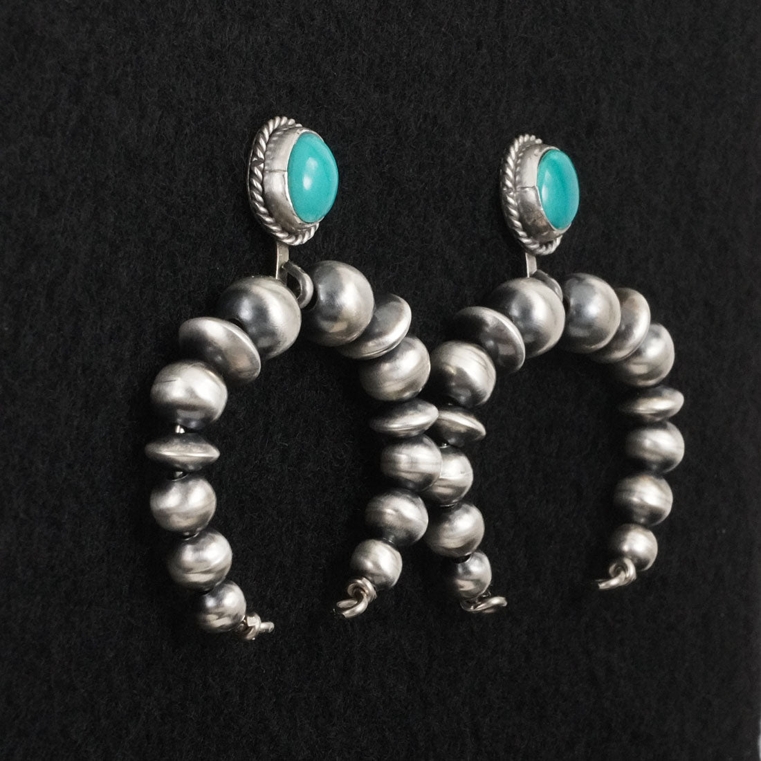 Rena Begay Turquoise & Sterling Silver Navajo Pearl Earrings