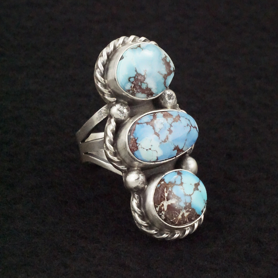 Bobby Johnson Turquoise & Sterling Silver Ring Size 6.5