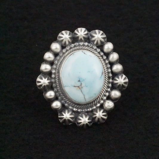 Bobby Johnson Turquoise & Sterling Silver Ring Size 7.5