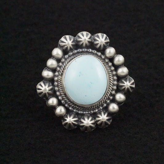 Bobby Johnson Turquoise & Sterling Silver Ring Size 8.5