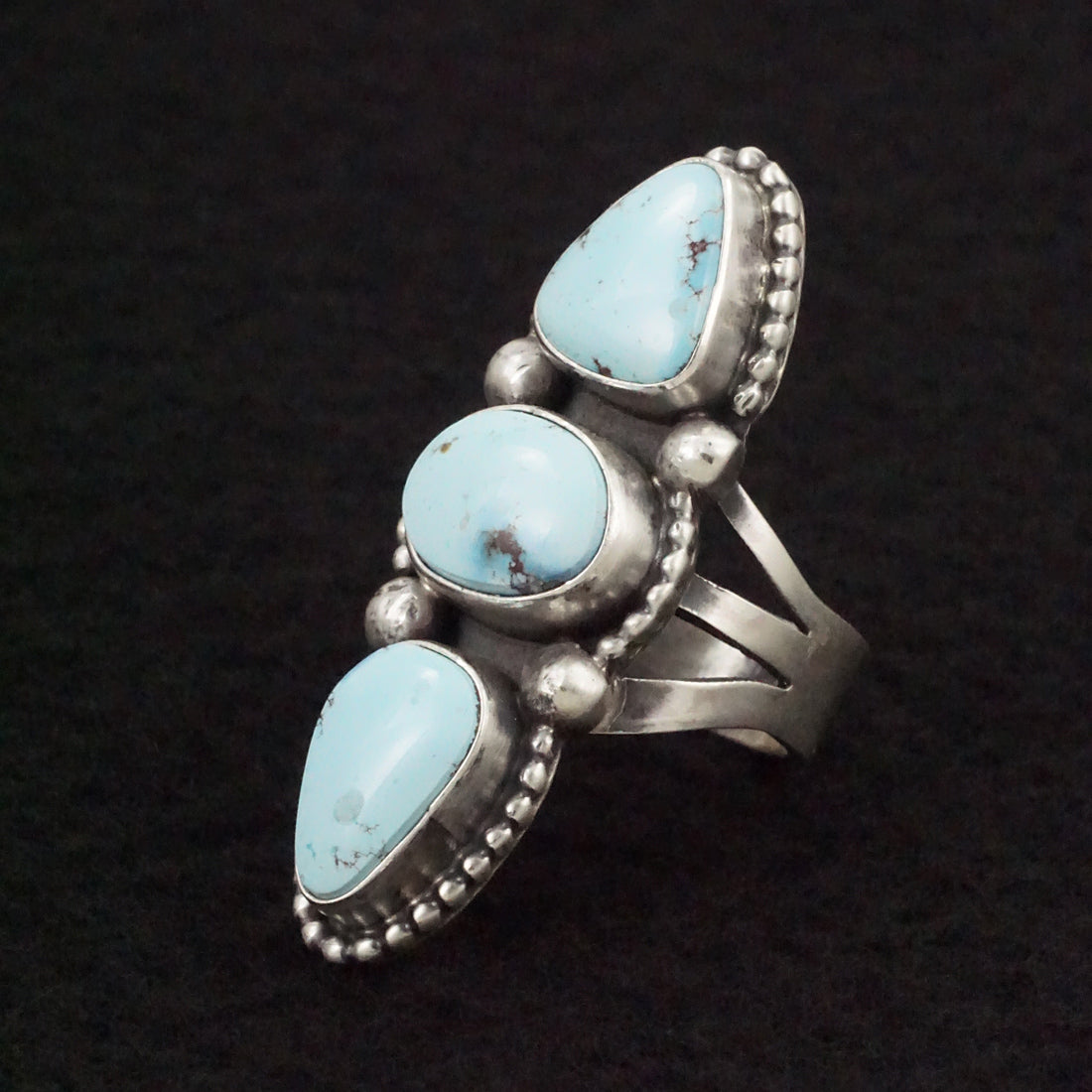 Bobby Johnson Turquoise & Sterling Silver Ring Size 9