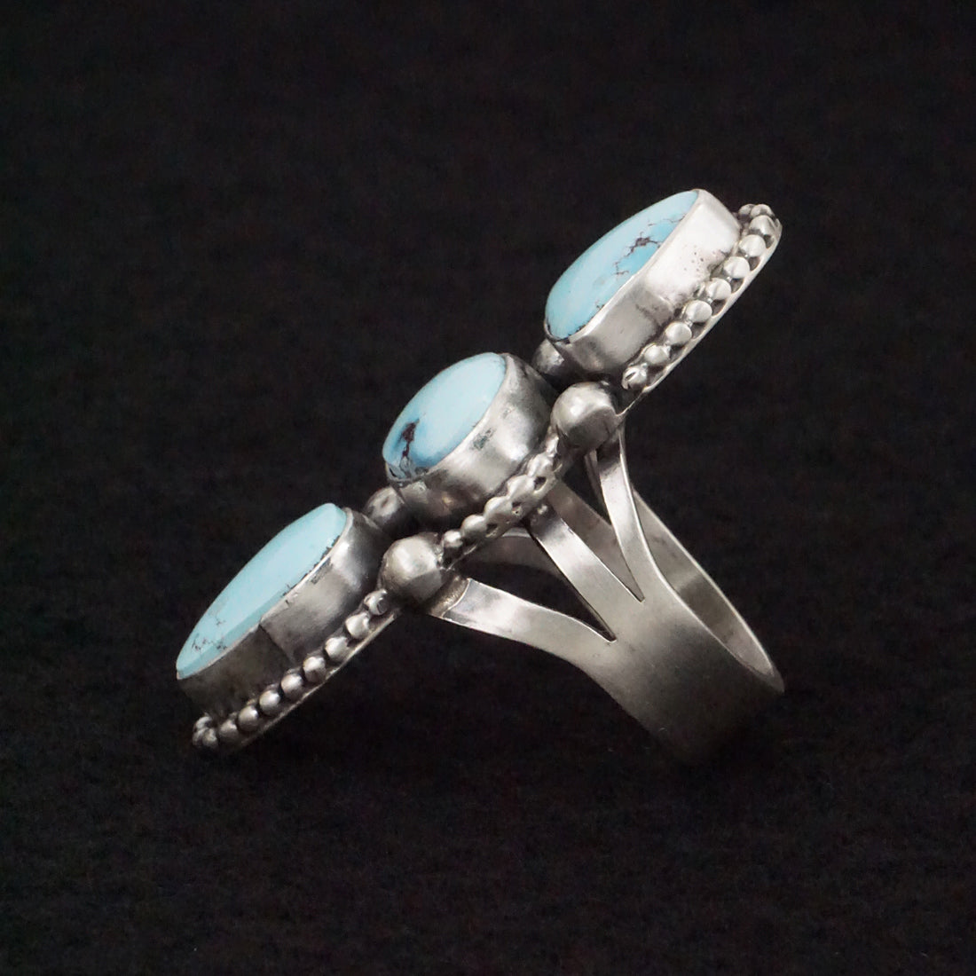 Bobby Johnson Turquoise & Sterling Silver Ring Size 9