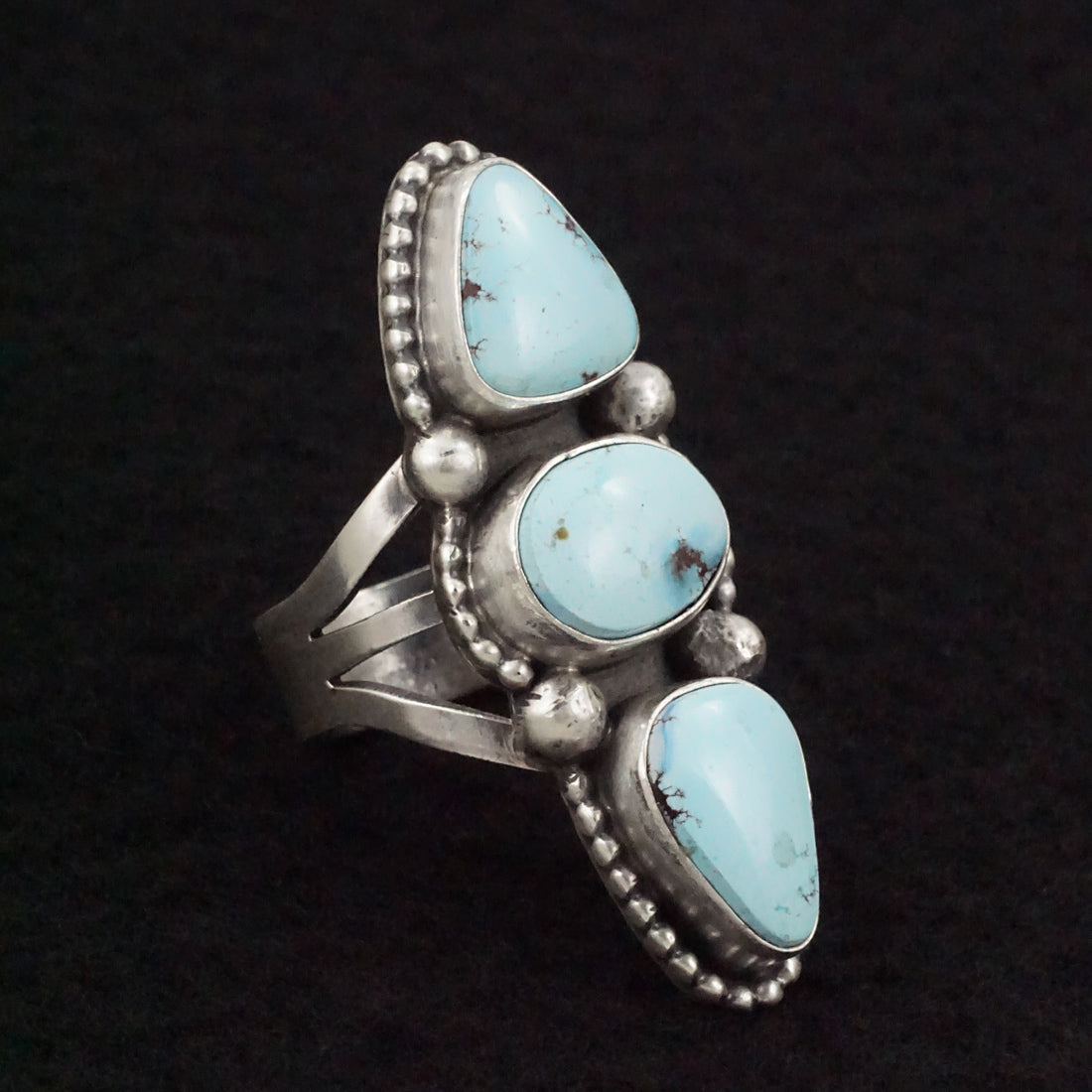 Bobby Johnson Turquoise & Sterling Silver Ring Size 9