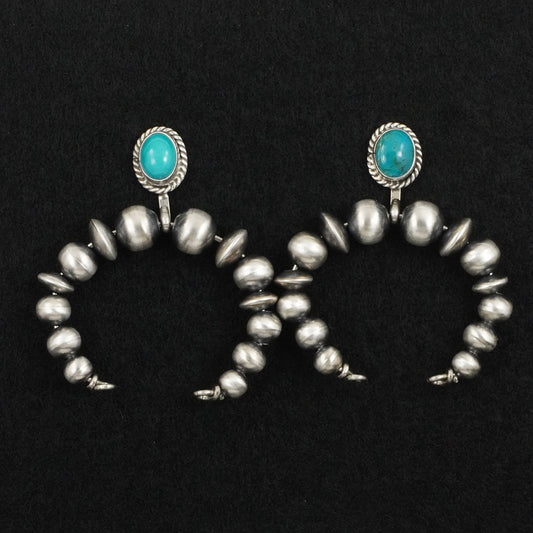 Rena Begay Turquoise & Sterling Silver Navajo Pearl Earrings