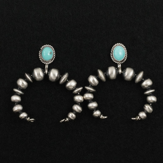 Rena Begay Turquoise & Sterling Silver Navajo Pearl Earrings