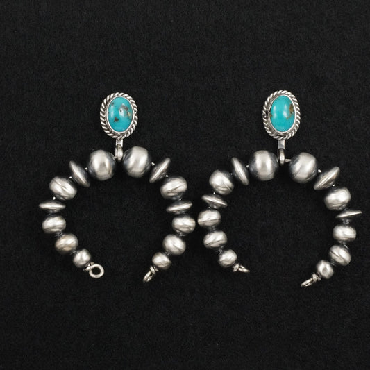 Rena Begay Turquoise & Sterling Silver Navajo Pearl Earrings