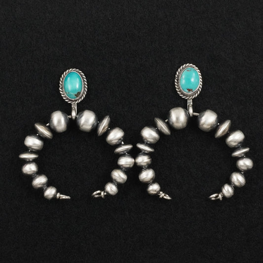 Rena Begay Turquoise & Sterling Silver Navajo Pearl Earrings