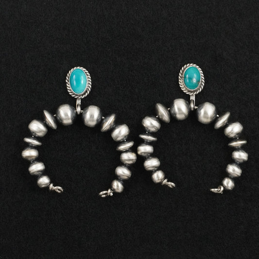 Rena Begay Turquoise & Sterling Silver Navajo Pearl Earrings