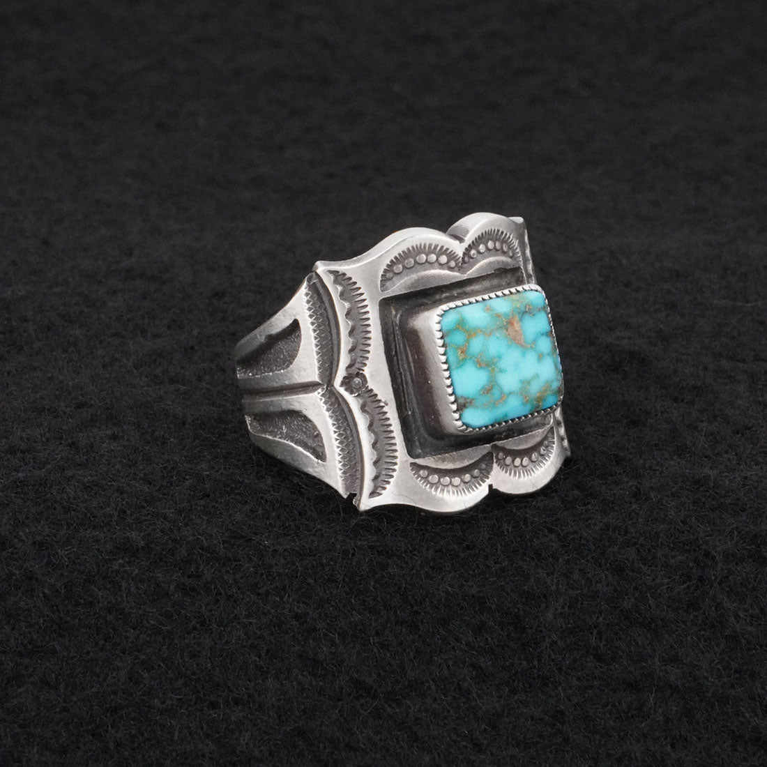 Calvin Martinez Turquoise & Sterling Silver Ring Size 10