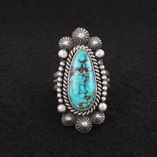 Michael Calladitto Turquoise & Sterling Silver Ring Size 8
