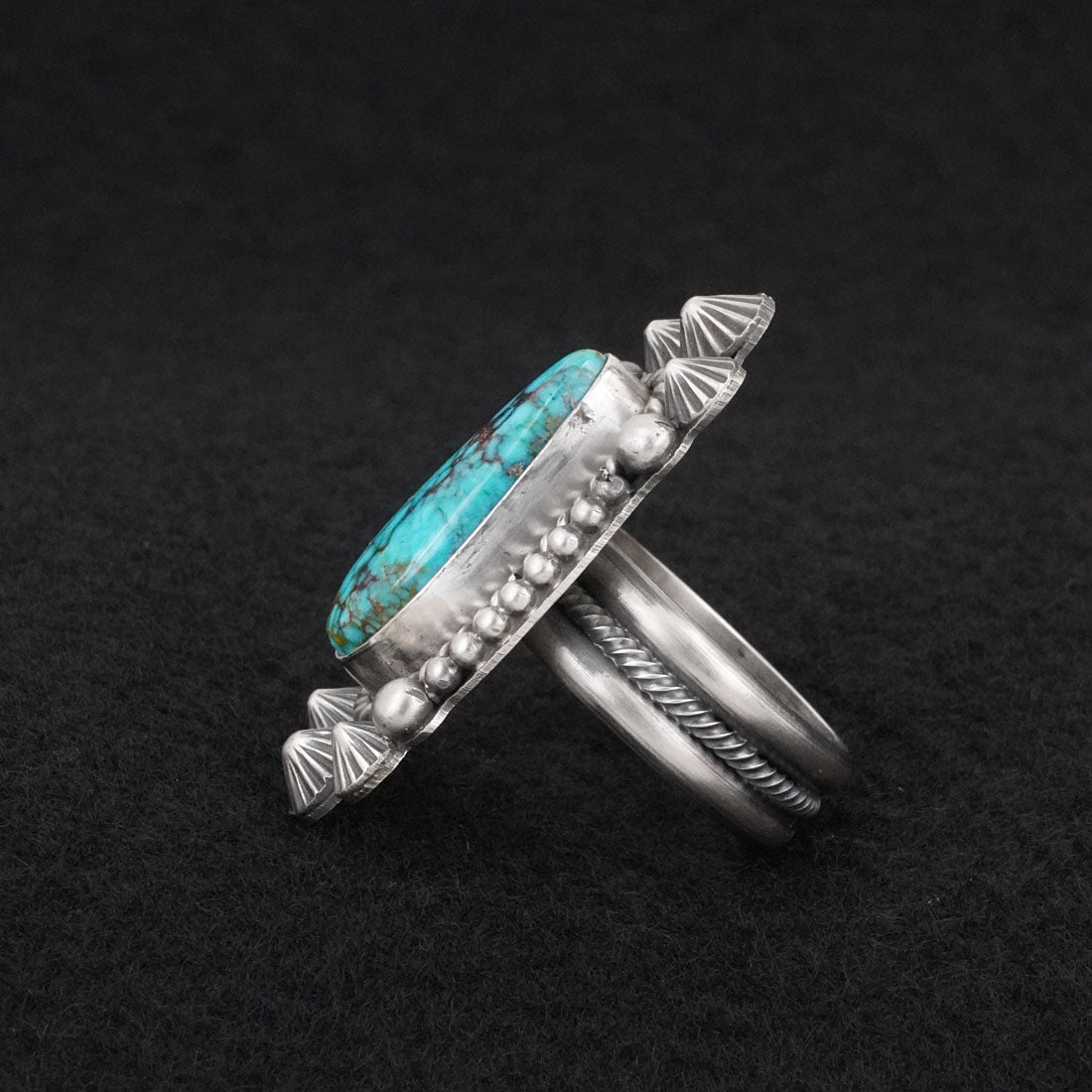 Michael Calladitto Turquoise & Sterling Silver Ring Size 8