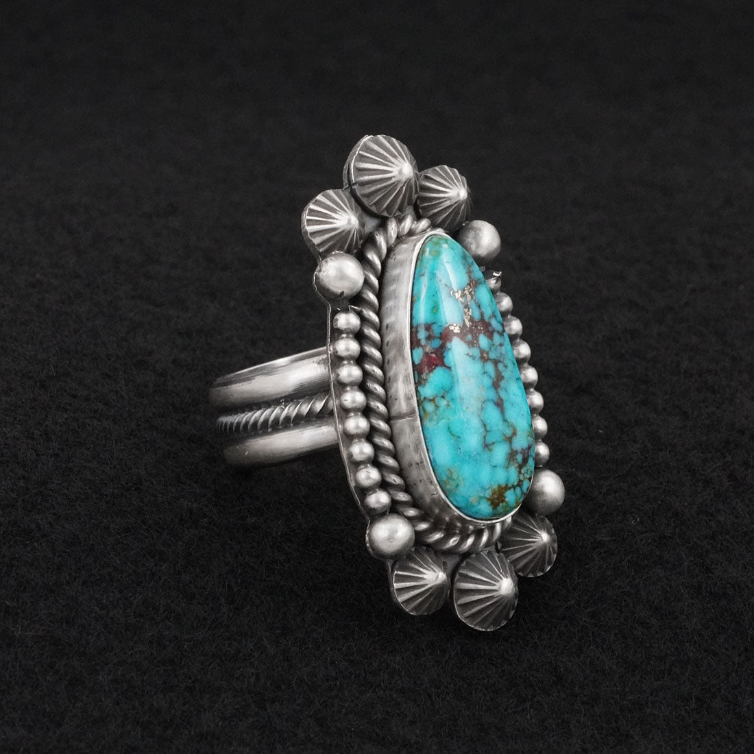 Michael Calladitto Turquoise & Sterling Silver Ring Size 8