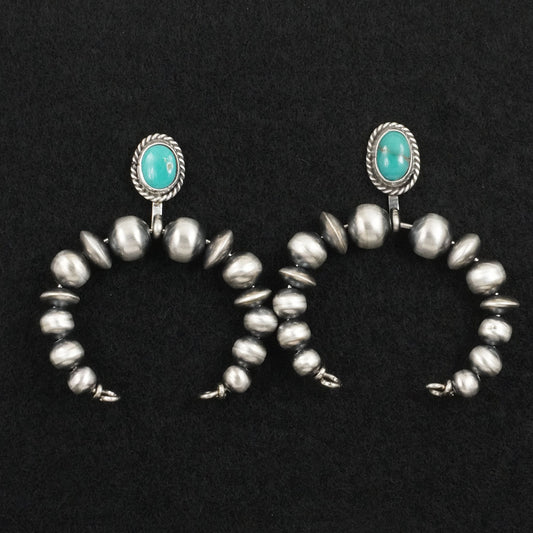 Rena Begay Turquoise & Sterling Silver Navajo Pearl Earrings