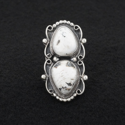 Kathleen Livingston White Buffalo & Sterling Silver Ring Sz. 7