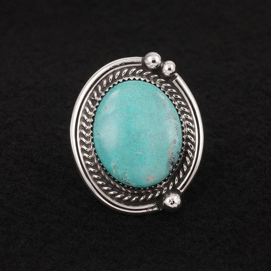 Leslie Nez Turquoise & Sterling Silver Ring Adjustable