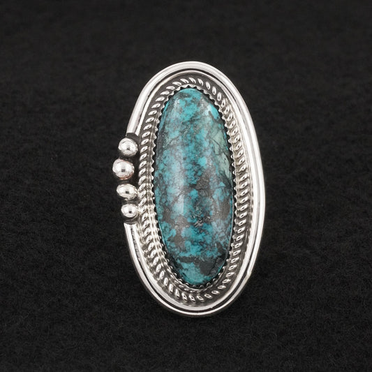 Leslie Nez Turquoise & Sterling Silver Ring Adjustable