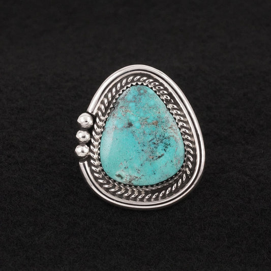Leslie Nez Turquoise & Sterling Silver Ring Adjustable