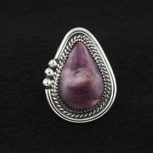 Leslie Nez Spiny Oyster & Sterling Silver Ring Adjustable