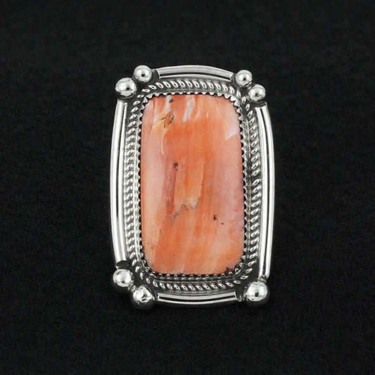 Leslie Nez Spiny Oyster & Sterling Silver Ring Adjustable
