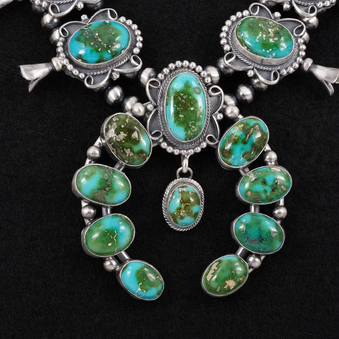 Darrin Livingston Turquoise & Sterling Silver Squash Blossom Set