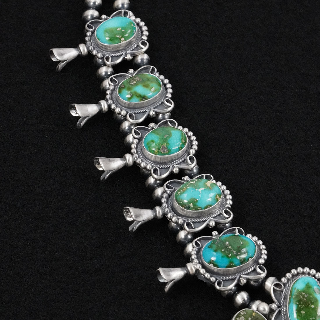 Darrin Livingston Turquoise & Sterling Silver Squash Blossom Set