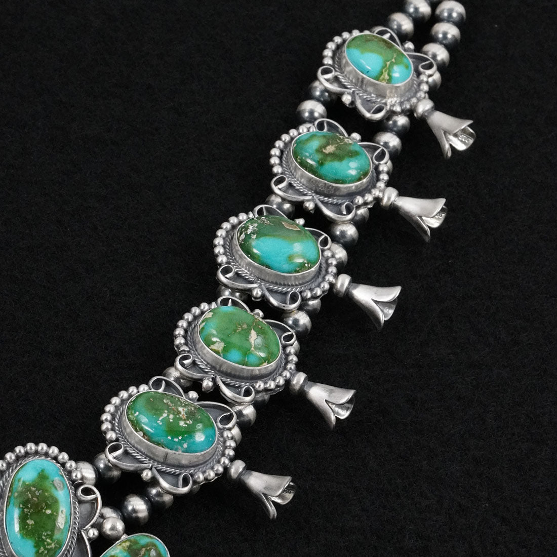 Darrin Livingston Turquoise & Sterling Silver Squash Blossom Set