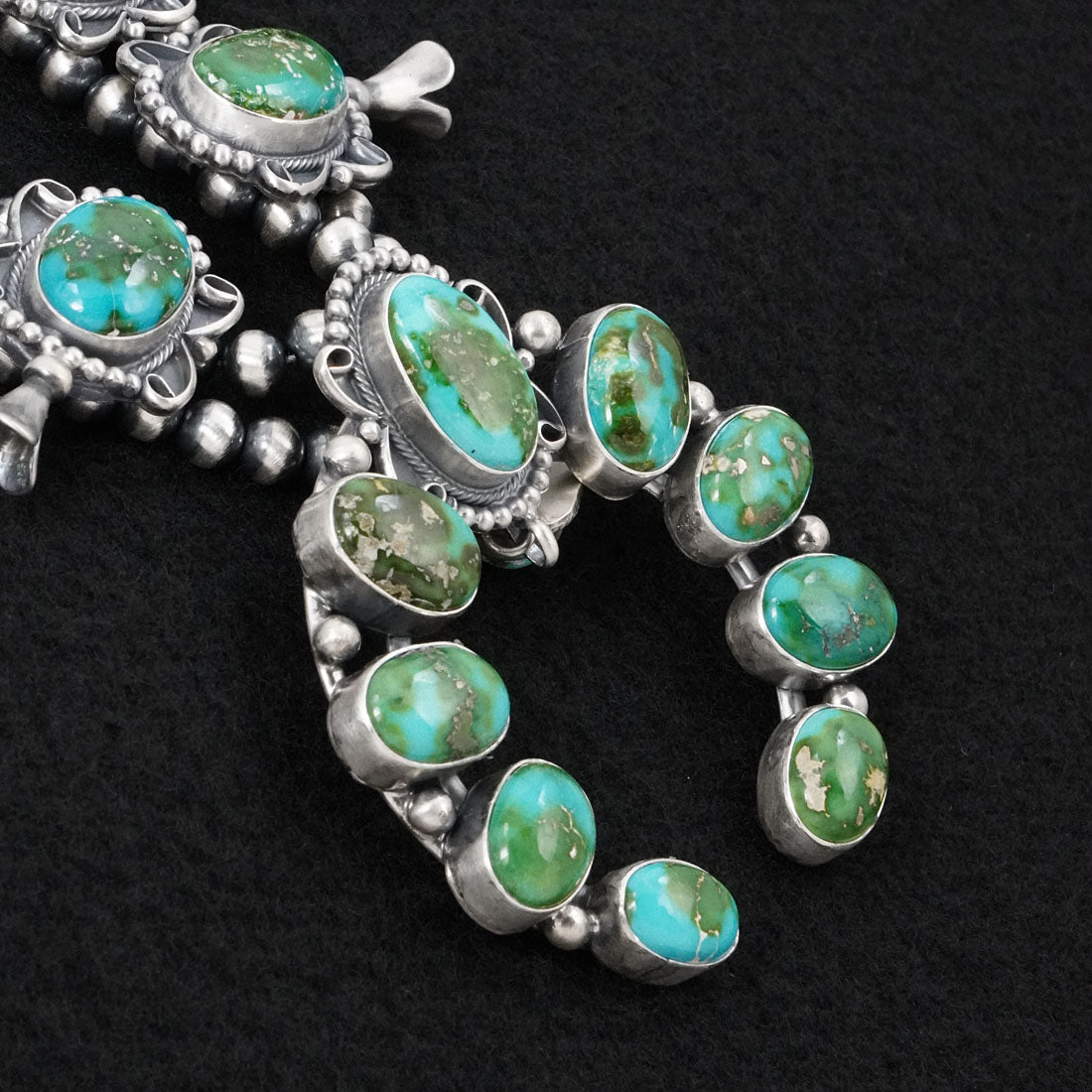 Darrin Livingston Turquoise & Sterling Silver Squash Blossom Set
