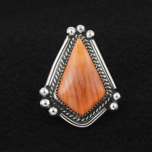 Leslie Nez Spiny Oyster & Sterling Silver Ring Adjustable