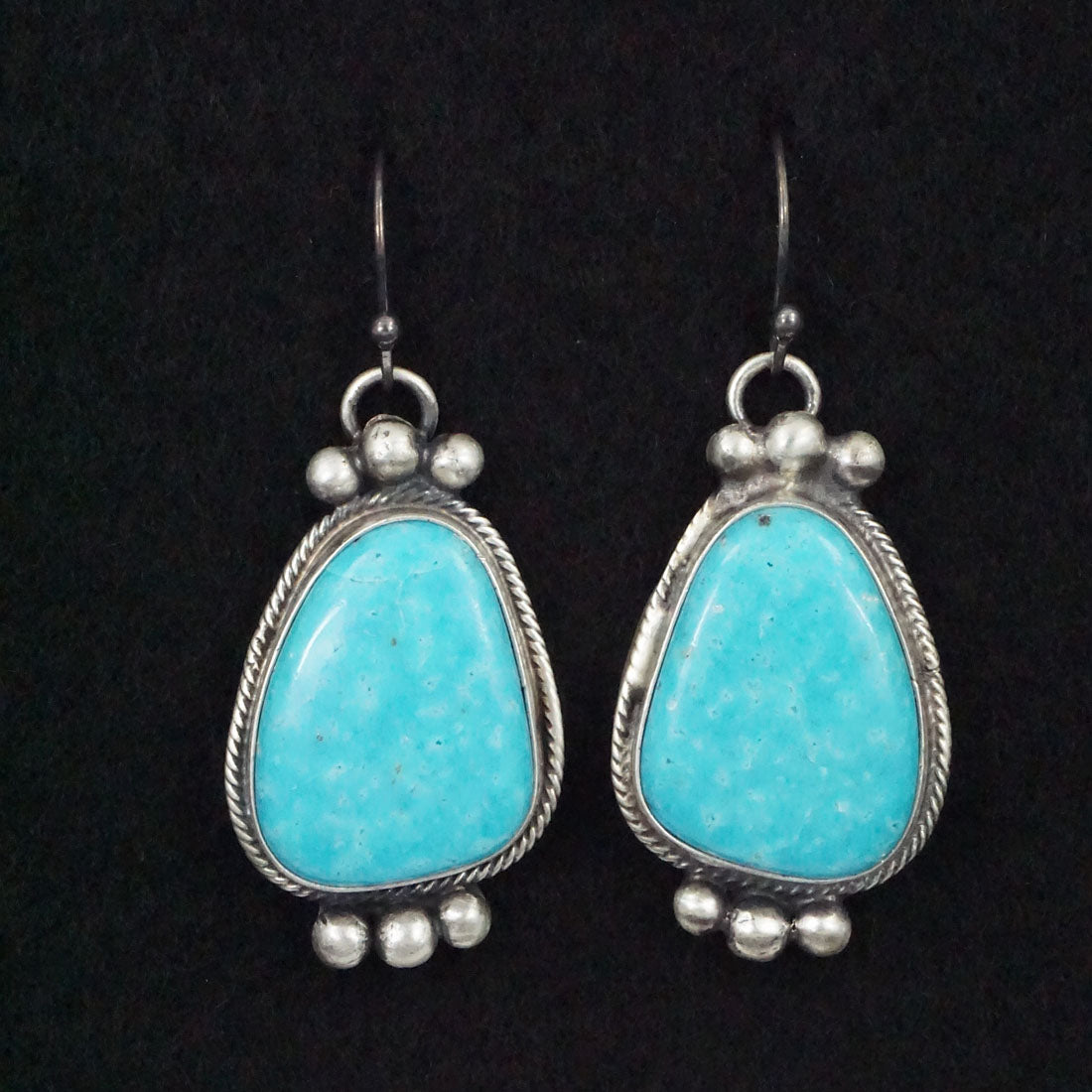 Bobby Johnson Turquoise & Sterling Silver Squash Blossom Necklace & Earrings