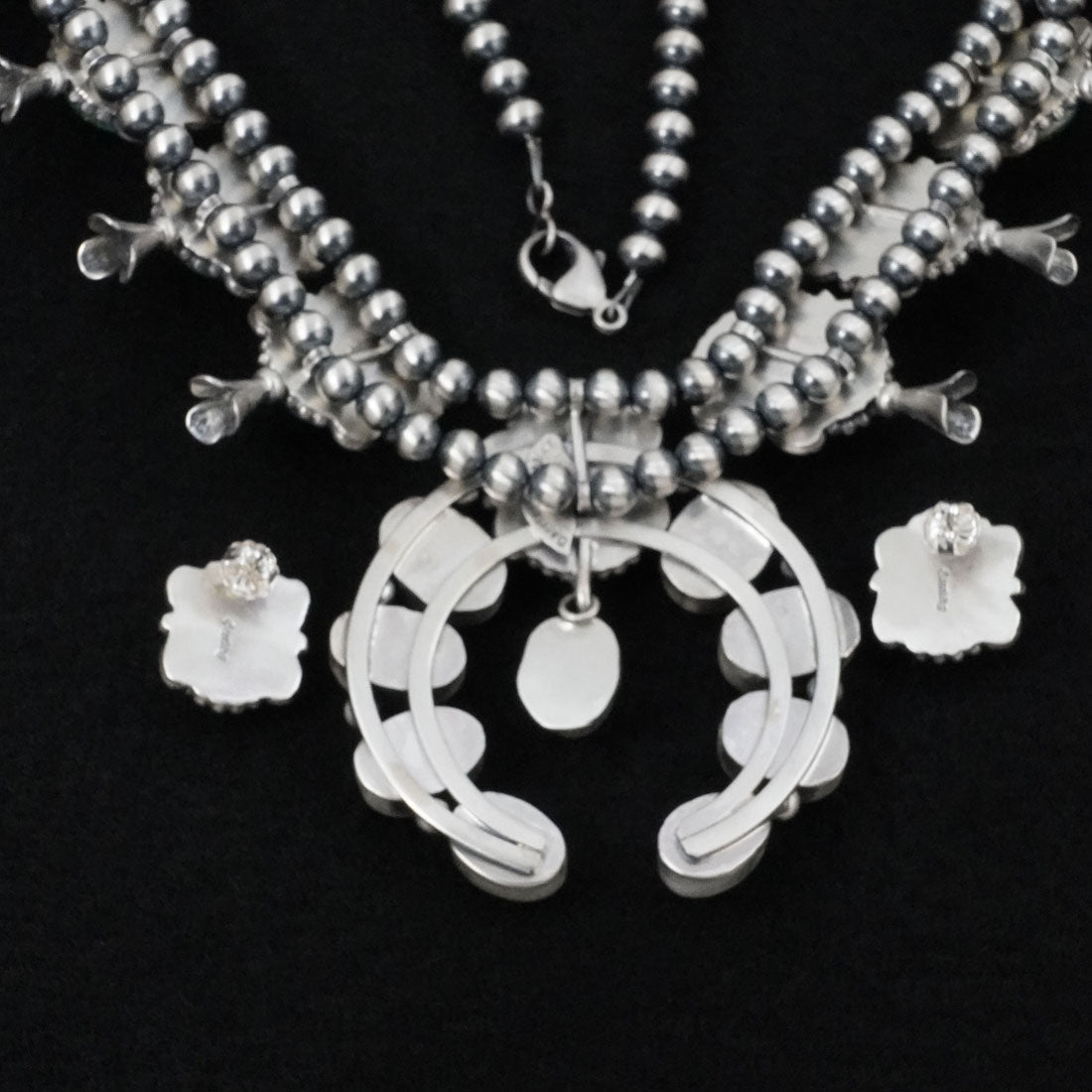 Darrin Livingston Turquoise & Sterling Silver Squash Blossom Set