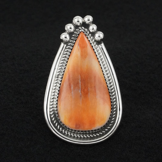 Leslie Nez Spiny Oyster & Sterling Silver Ring Adjustable