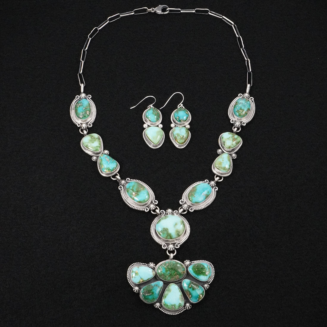 Bobby Johnson Turquoise & Sterling Silver Necklace Set