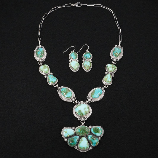 Bobby Johnson Turquoise & Sterling Silver Necklace Set