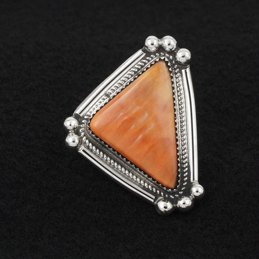 Leslie Nez Spiny Oyster & Sterling Silver Ring Adjustable