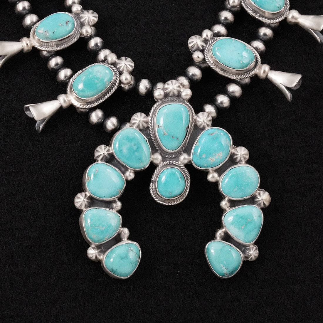 Darrin Livingston Turquoise & Sterling Silver Squash Blossom Set