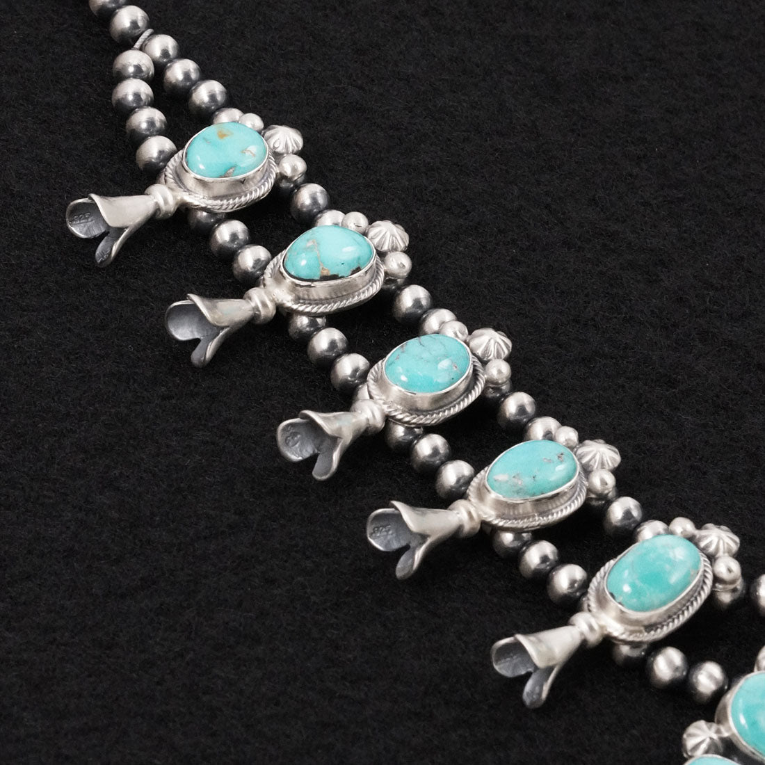 Darrin Livingston Turquoise & Sterling Silver Squash Blossom Set