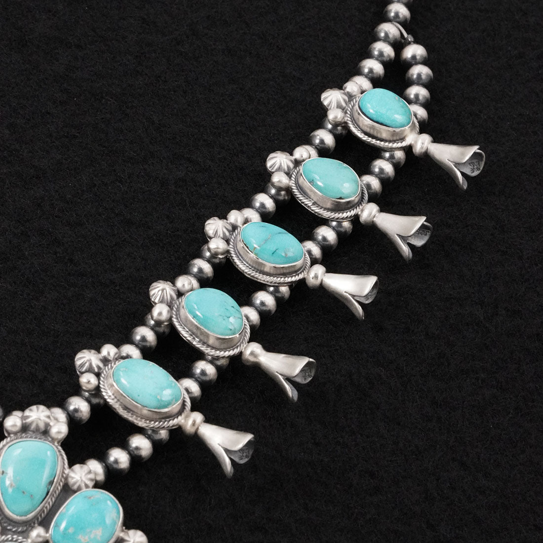 Darrin Livingston Turquoise & Sterling Silver Squash Blossom Set