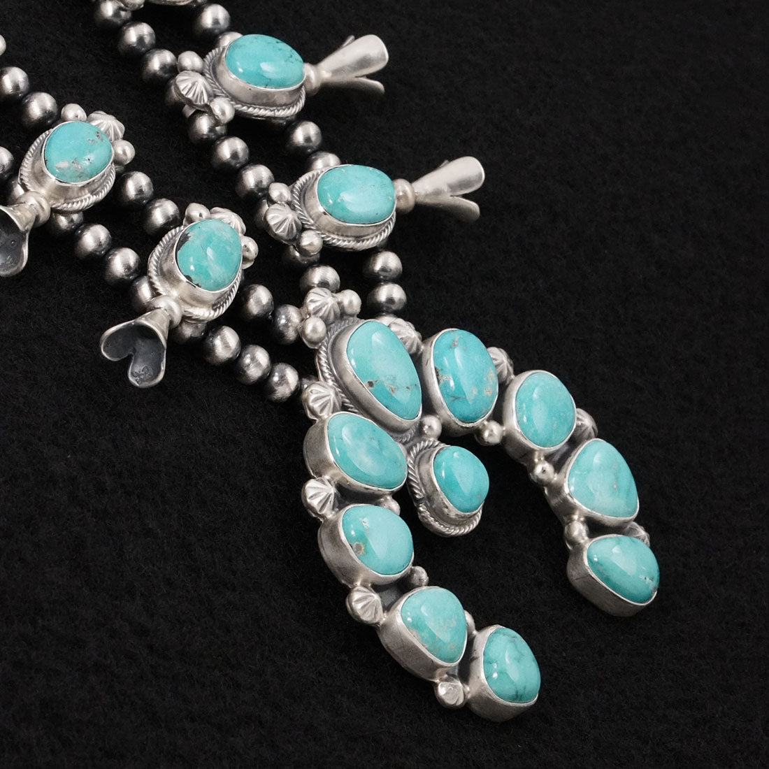Darrin Livingston Turquoise & Sterling Silver Squash Blossom Set