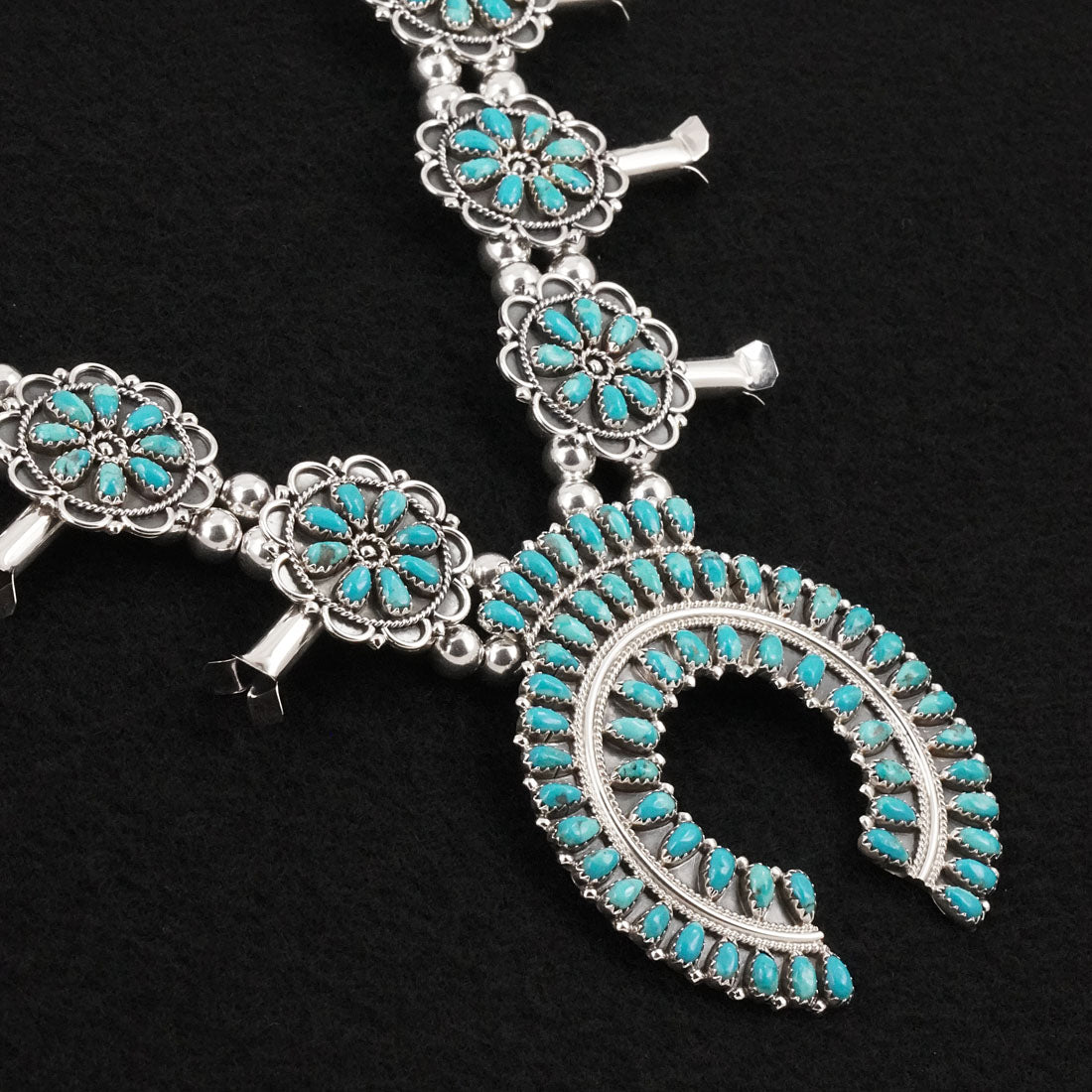 Gerald Mitchell Turquoise & Sterling Silver Squash Blossom Set
