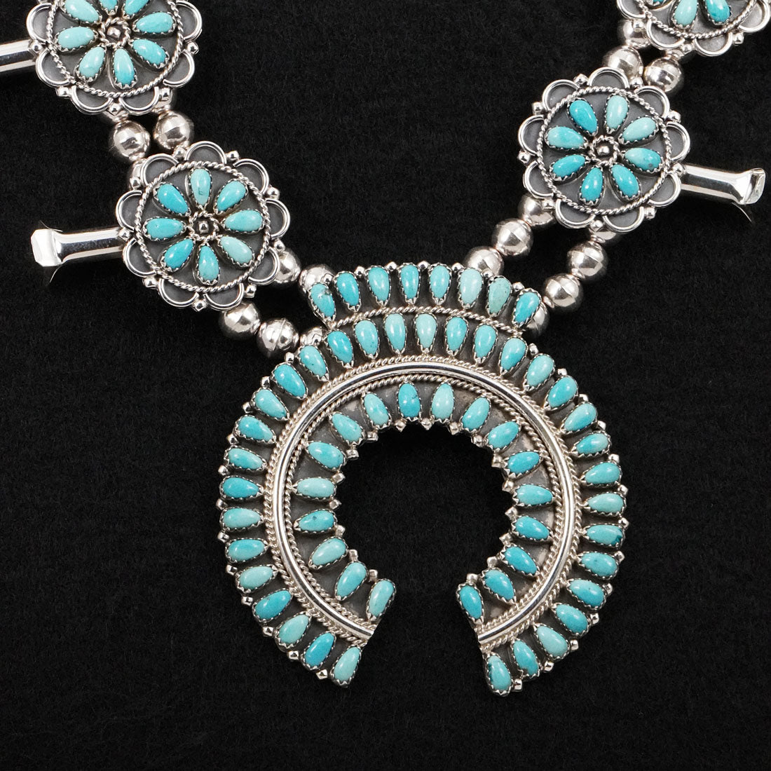 Gerald Mitchell Turquoise & Sterling Silver Squash Blossom Set