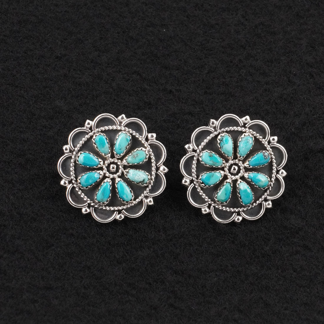 Gerald Mitchell Turquoise & Sterling Silver Squash Blossom Set