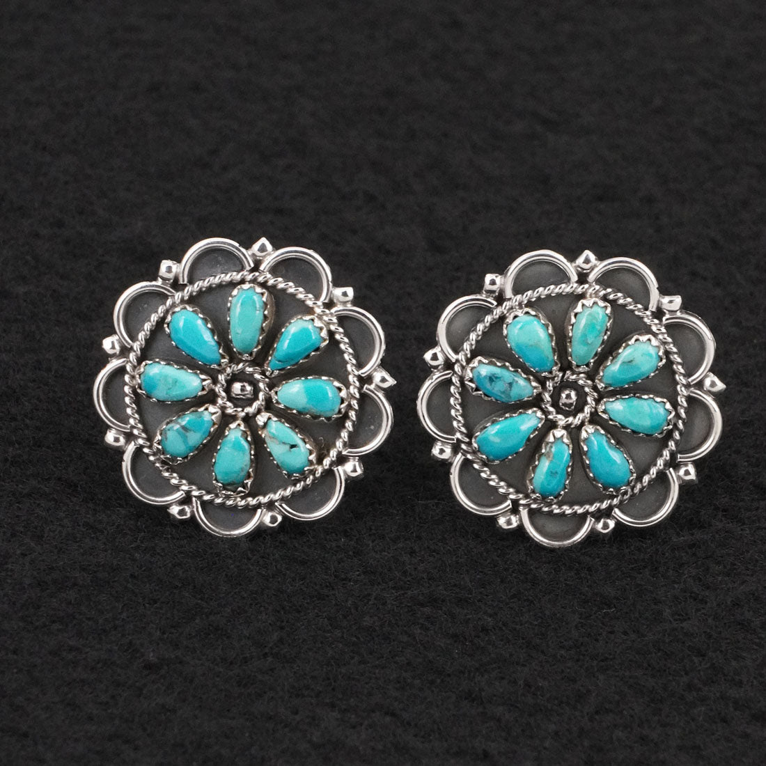 Gerald Mitchell Turquoise & Sterling Silver Squash Blossom Set