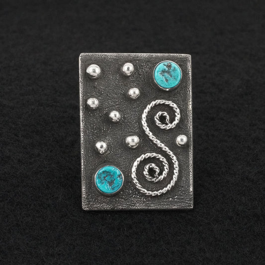 Ernest Rangel Turquoise & Sterling Silver Ring Sz. 7.5