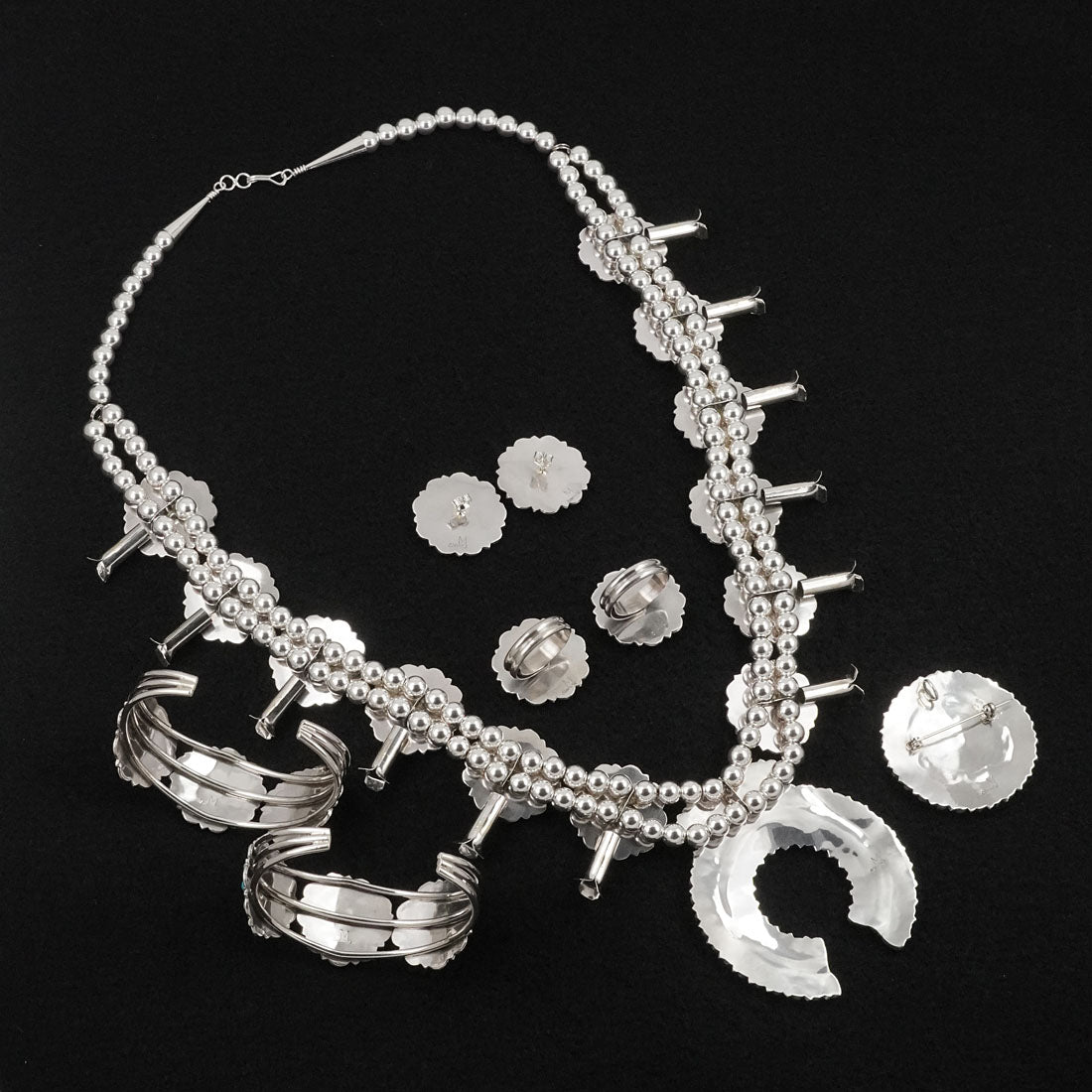 Gerald Mitchell Turquoise & Sterling Silver Squash Blossom Set