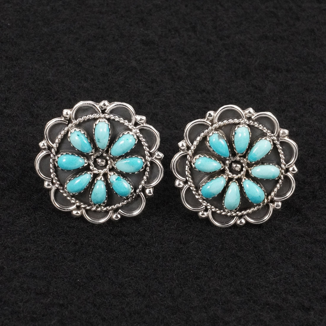 Gerald Mitchell Turquoise & Sterling Silver Squash Blossom Set